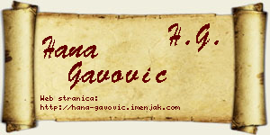 Hana Gavović vizit kartica